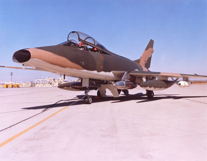 One of the F-100Fs converted to a Wild Weasel aircraft, Eglin AFB Fla., 1965. (U.S. Air Force) 