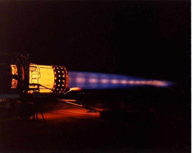A J58 at full power. NASA photograph.